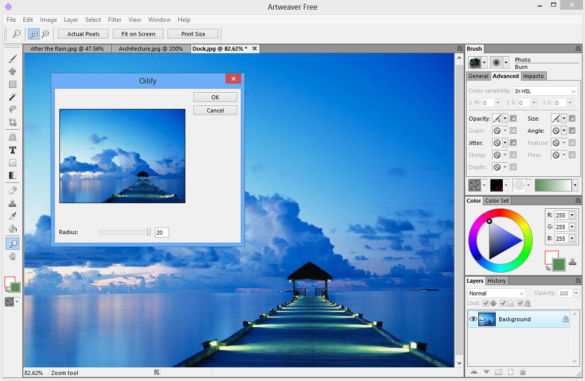 Artweaver Free 6 interface/brugergrænseflade