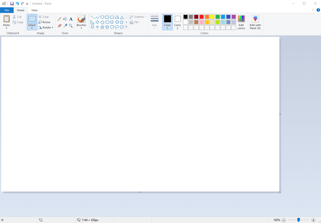 Microsoft Paint interface/brugergrænseflade